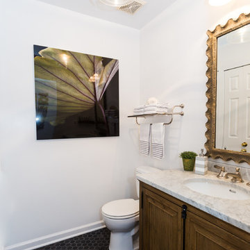 Gold, Black & Beige Powder Room