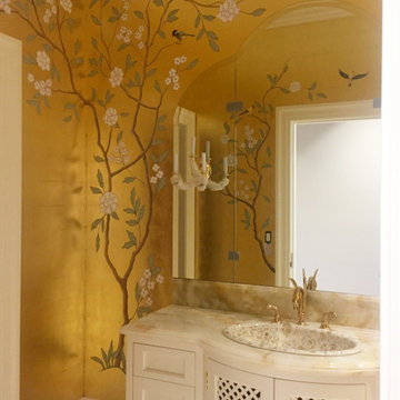 Gold Leafed Chinoiserie Powder Room