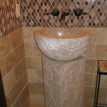 Hand Carved stone pedestal sink