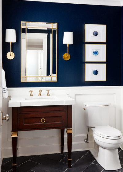 Transitional Powder Room by Black Knight Group
