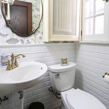 Historic 1925 Vintage Powder Room with White Subway Tile