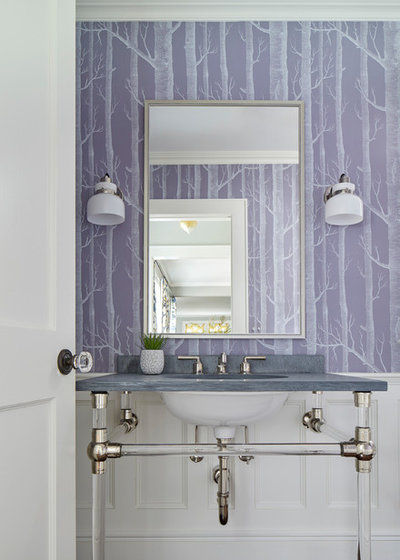 Transitional Powder Room by Jess Cooney Interiors