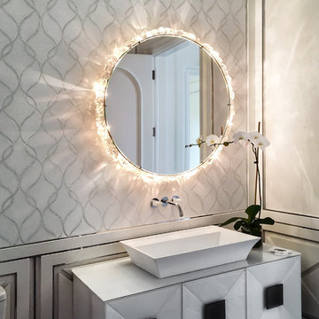 light & airy powder room