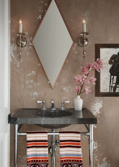 Transitional Powder Room by Cari Giannoulias Design