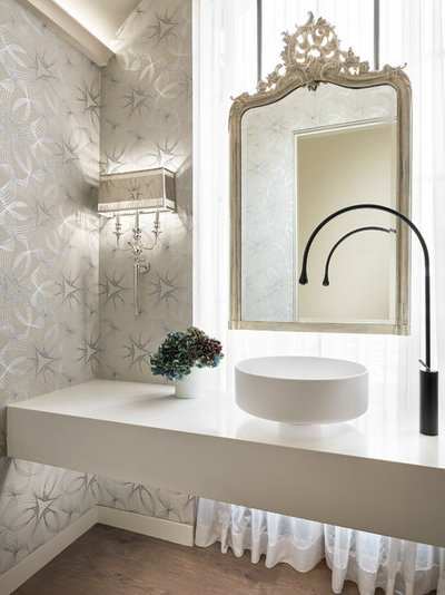 Contemporary Powder Room by Duet Design Group