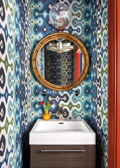 Eclectic Powder Room by DANE AUSTIN INTERIOR DESIGN Boston & Cambridge