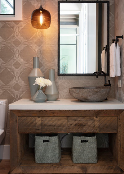 Contemporary Powder Room by Westgate Hardwoods + Old Durham Floors