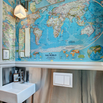 Map Collage Powder Room