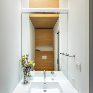 minimalist modern baths in a traditional sf residence