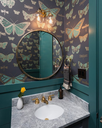 Transitional Powder Room by Murphy Moon Design