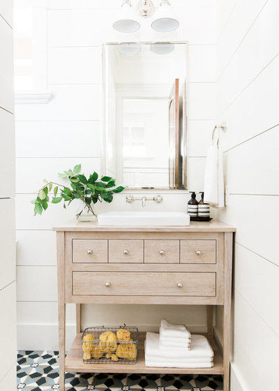 Transitional Powder Room by Studio McGee