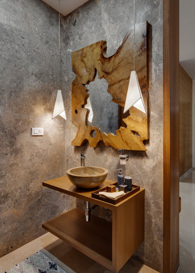 Asian Powder Room by Yellow Door Architects