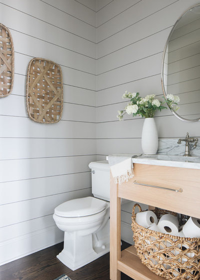 Transitional Powder Room by Timber Trails Development Company