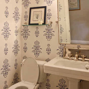 Navy and White Powder Room