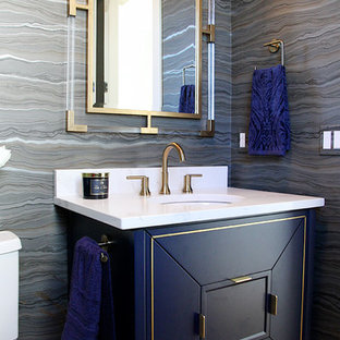 75 Beautiful Powder Room With Blue Cabinets Pictures Ideas November 2021 Houzz Powder Room With Blue Cabinets, Blue Floating Powder Room Vanity