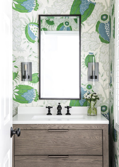 Transitional Powder Room by kelly mcguill home