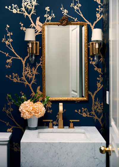 Transitional Powder Room by D. Stone Builders, Inc.