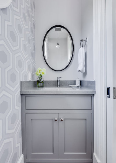 Transitional Powder Room by Lindsay Chambers Design