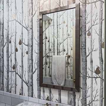Pear Forest Wallpaper Powder Room