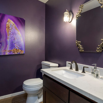Playa Del Rey, CA. Galley Kitchen Redefined + Deep Purple Powder Room