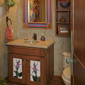 Powder bath with stained glass