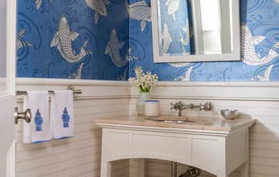 8 Powder Rooms With Pattern-Happy Wallpaper