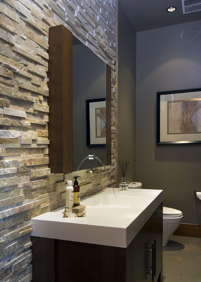 Contemporary Powder Room by Old World Kitchens & Custom Cabinets