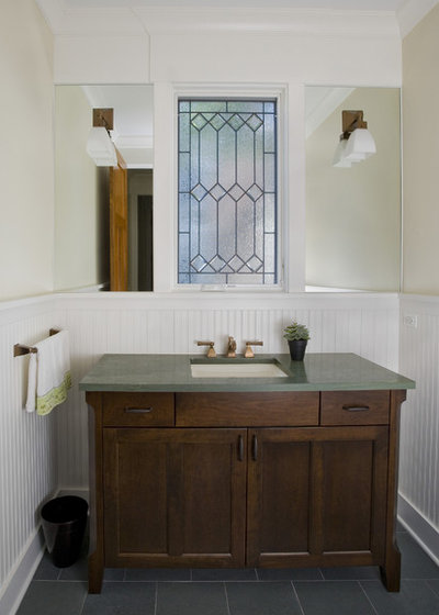Craftsman Powder Room by Great Rooms Building Group