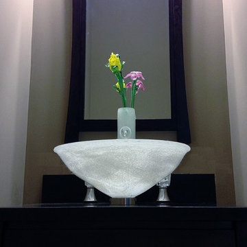 Powder Room Vase faucet w/ glass flowers & sink