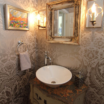 Powder room with antique features