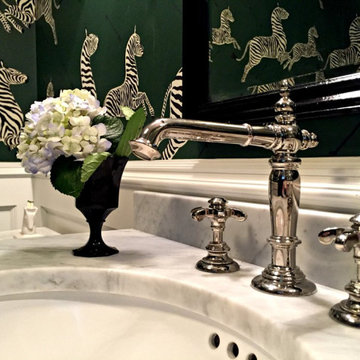 Powder Room with Scalamandre Wallpaper