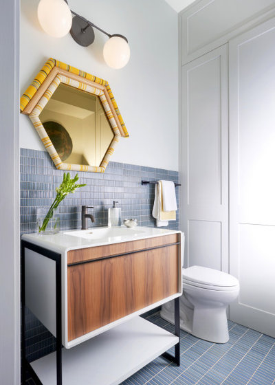 Transitional Powder Room by S. B. Long Interiors