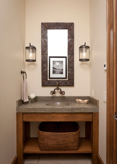 Rustic Powder Room by Snake River Interiors