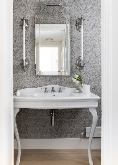 Transitional Powder Room by DeForest Architects