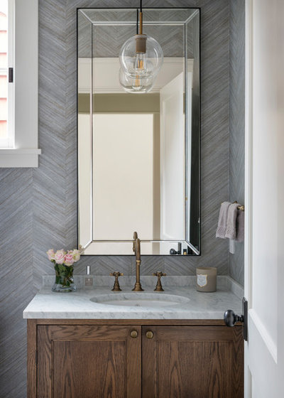 Transitional Powder Room by Dyna Builders