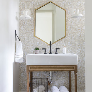 75+ Landhausstil Gästetoiletten mit offenen Schränken Ideen & Bilder