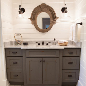 Rustic Farmhouse Powder Room in Barrington Hills
