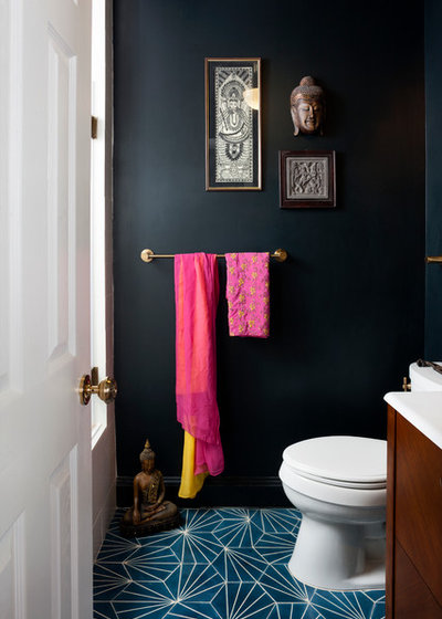 Eclectic Powder Room by Breeze Giannasio Interiors