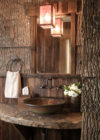 Rustic Powder Room by High Camp Home
