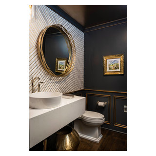 Sophisticated Navy and Gold Powder Bath Renovation - Traditional ...