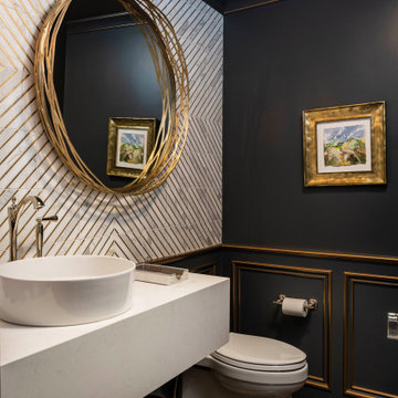 Sophisticated Navy and Gold Powder Bath Renovation