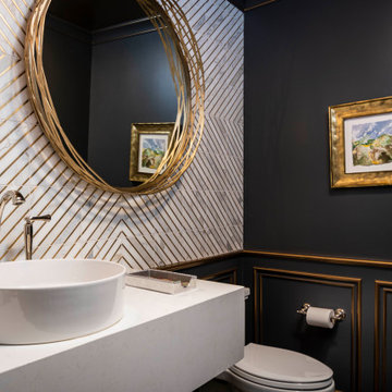 Sophisticated Navy and Gold Powder Bath Renovation