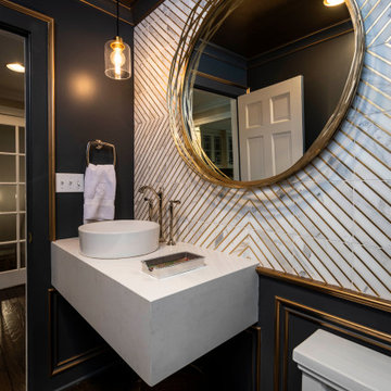 Sophisticated Navy and Gold Powder Bath Renovation