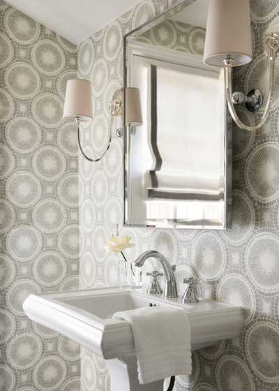 Transitional Powder Room by Kriste Michelini Interiors