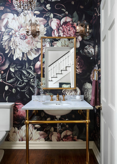 Transitional Powder Room by Duet Design Group