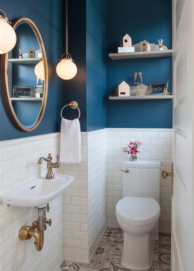 Transitional Powder Room by TreHus Architects+Interior Designers+Builders