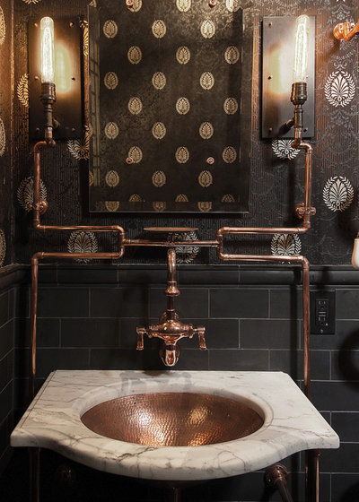 Eclectic Powder Room by Andre Rothblatt Architecture