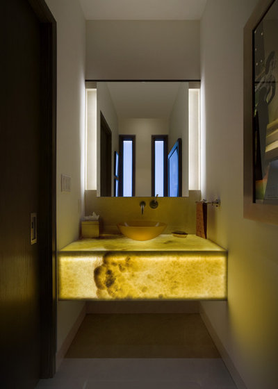 Contemporary Powder Room by 186 Lighting Design Group - Gregg Mackell