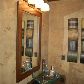 Textured Zen Powder Room Walls, Metallic Glazed Trim