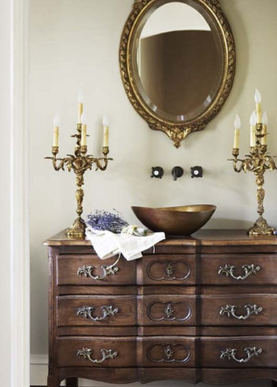 Traditional Powder Room by Linda McDougald Design | Postcard from Paris Home